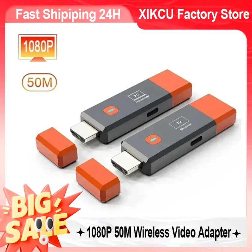 50M 1080P Wireless Transmitter Video Receiver HDMI-compatible Extender Display Adapter Cable Screen Mirror for Camera PC To TV
