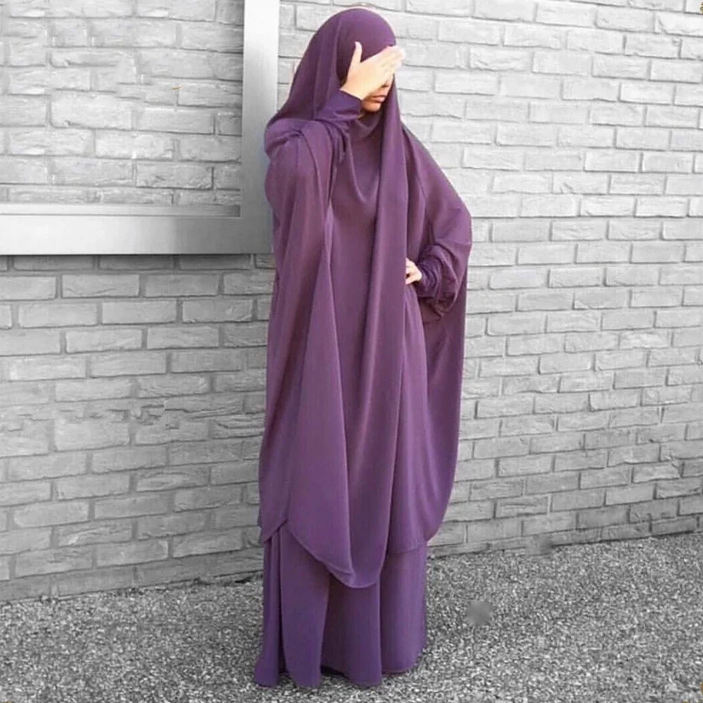 Eid Hooded Muslim Women Hijab Dress Prayer Garment Abaya Long Khimar Ramadan Gown Abayas Skirt Sets Islamic Clothes Niqab