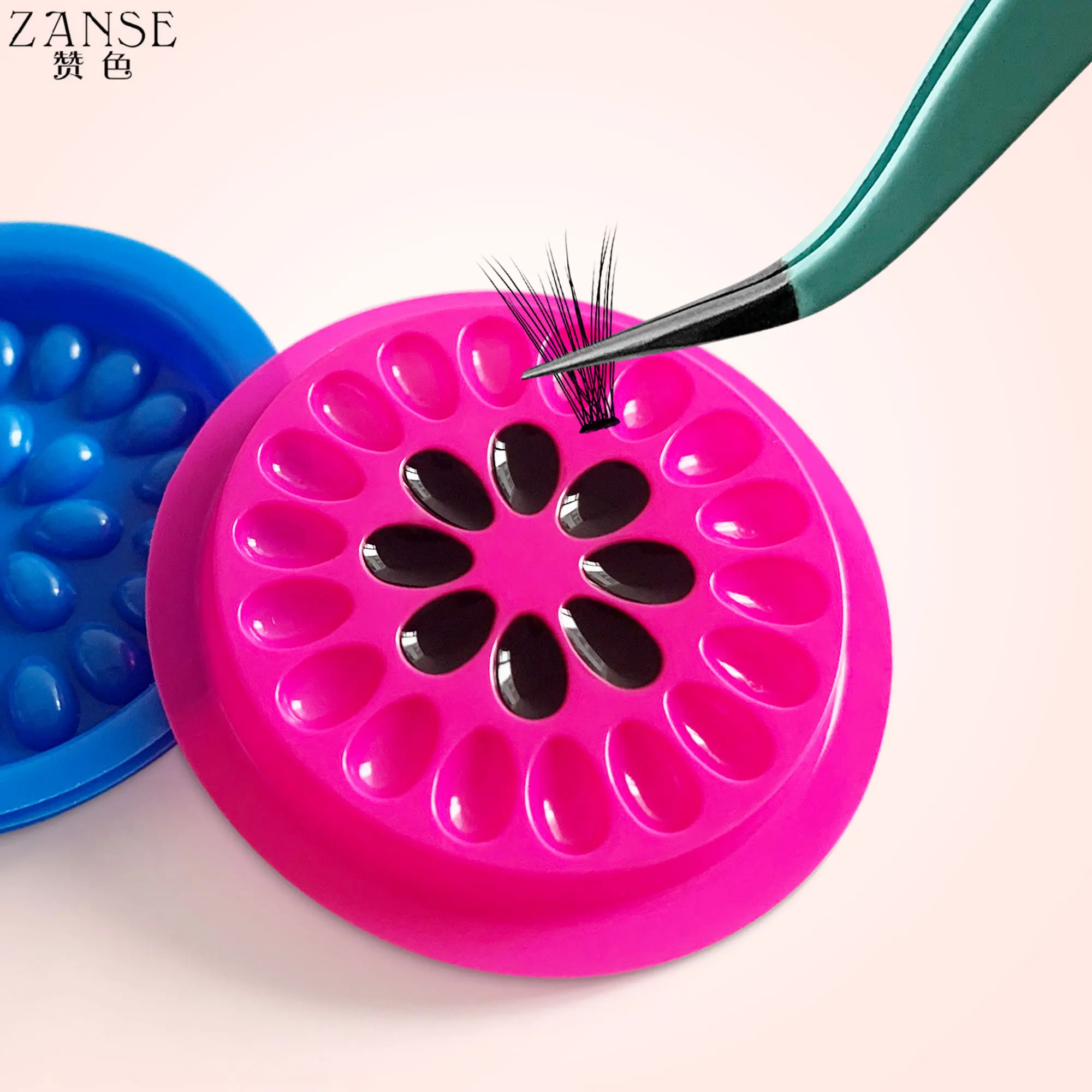 ملصق حامل رموش زهور بلاستيكي للاستعمال مرة واحدة ، لوح لاصق لاصق لإطالة رموش العين ، أدوات مكياج ، بلون رموش #1