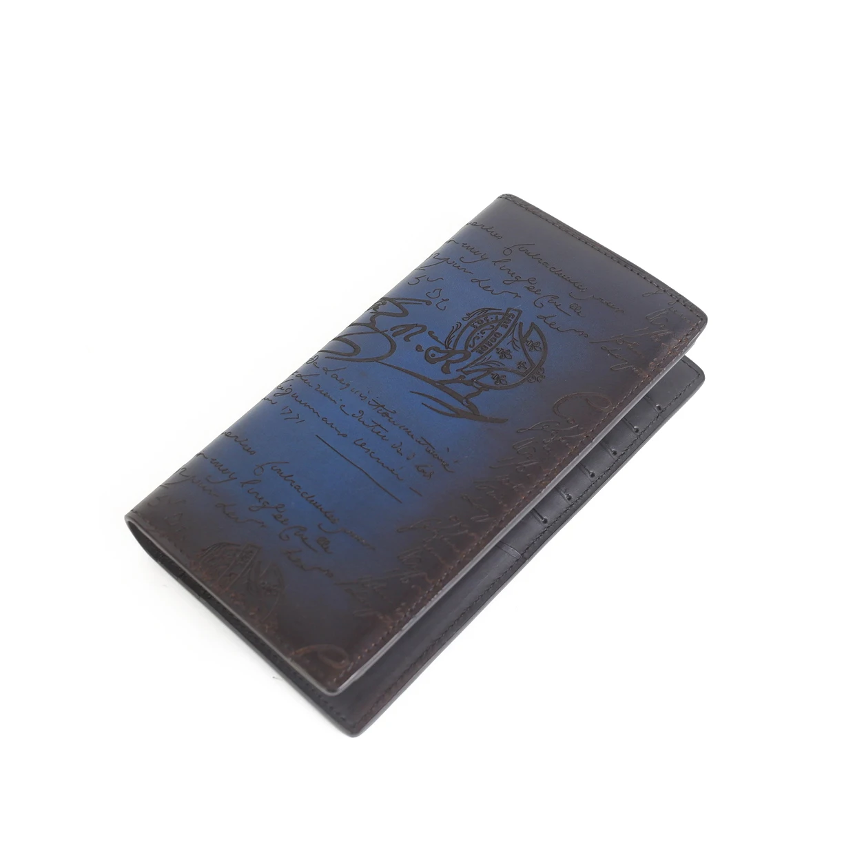 DIMY 2023 Men Wallet Vintage Style Business Card Genuine Leather Handmade Wallets Long Large Wallet Male （19-10.5-2.5cm））