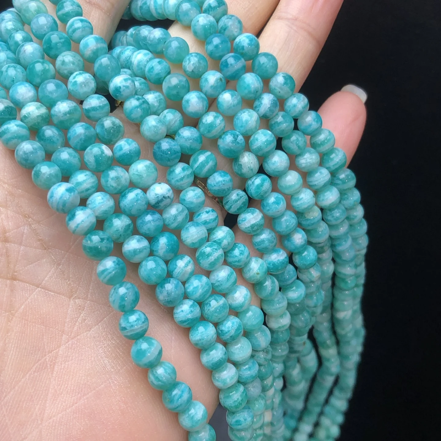 

1 Pc Fengbaowu Natural Amazonite Bracelet 5MM Round Beads 55CM Crystal Reiki Healing Stone Fashion Jewelry Gift For Women Men
