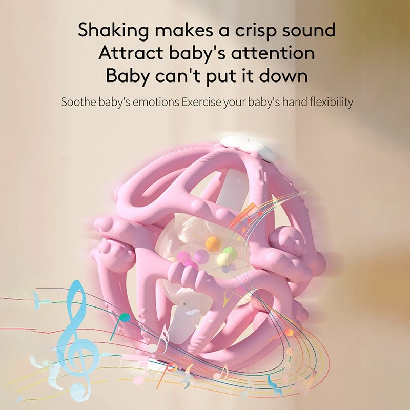 Silicone Baby Teether Music Rattle Toys BPA Free Silicone Round Teething Baby Toy For Children Exercise Hand Grab Chew Toys