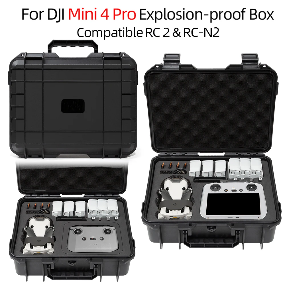 

For DJI Mini 4 Pro fessional Explosion Box carrying case drone kit storage box compatible with RC 2 and RC-N2 remote controls