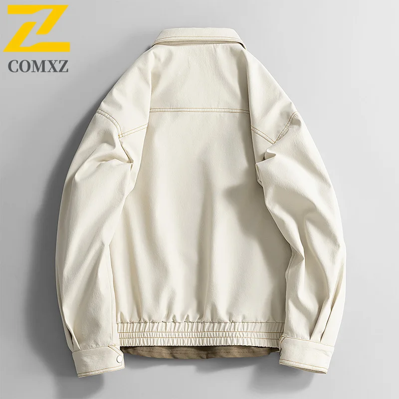 High Quality 2025 New Jacket Men's Brand Harajuku Style Solid Color Windproof Lapel Jackets Street Clothing Retro Loose Overcoat