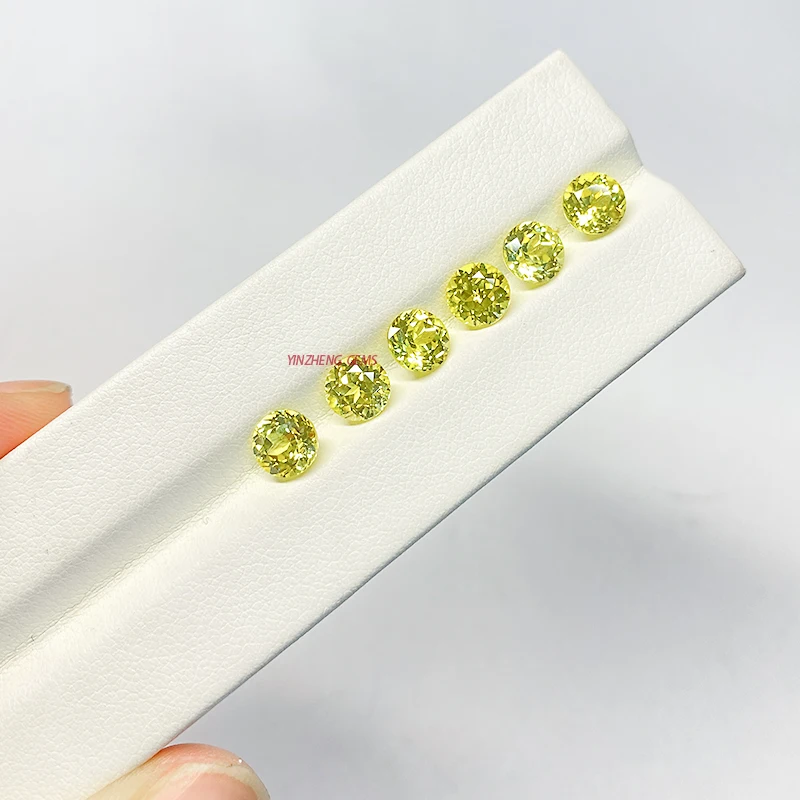 Manufacture Yellow Sapphire high quality Lab grown round cut shape loose gemstones for Jewelry making material