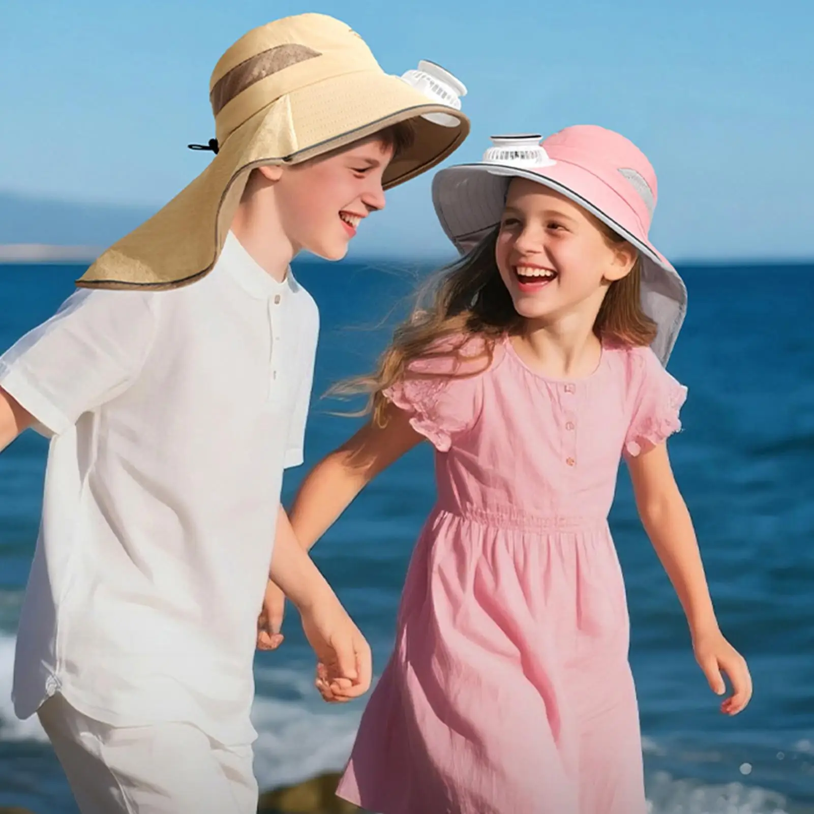 

Hat With Fans Solar Power Fishing Hat Breathable Sports Gear UV Protection Headwear For Outdoor Camping Fishing Vacation Girls