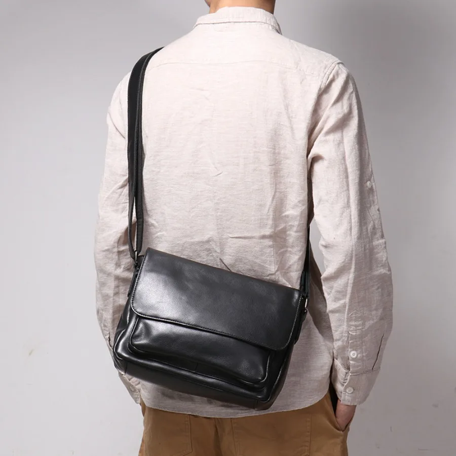 

【New style】Source new fashionable all-matching men's leather shoulder bag women's casual -body bag cowhide iPad bag