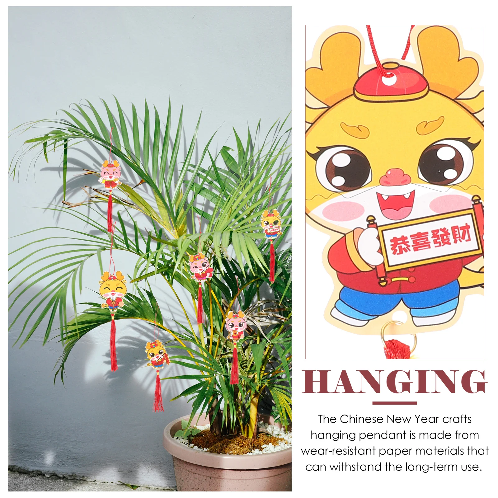 

6pcs New Year Pendant Chinese Style Ornament Paper Wall Hanging Decor For Home Office Door Festival Supplies 2024