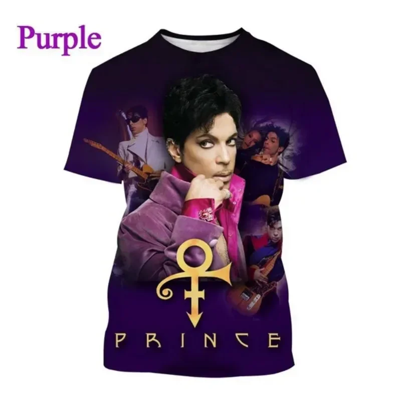 Music Singer Prince Rogers Nelson 3D Printed Men's T Shirt Round Neck Casual Short-sleeved Hip-hop Streetwear Casual Clothing