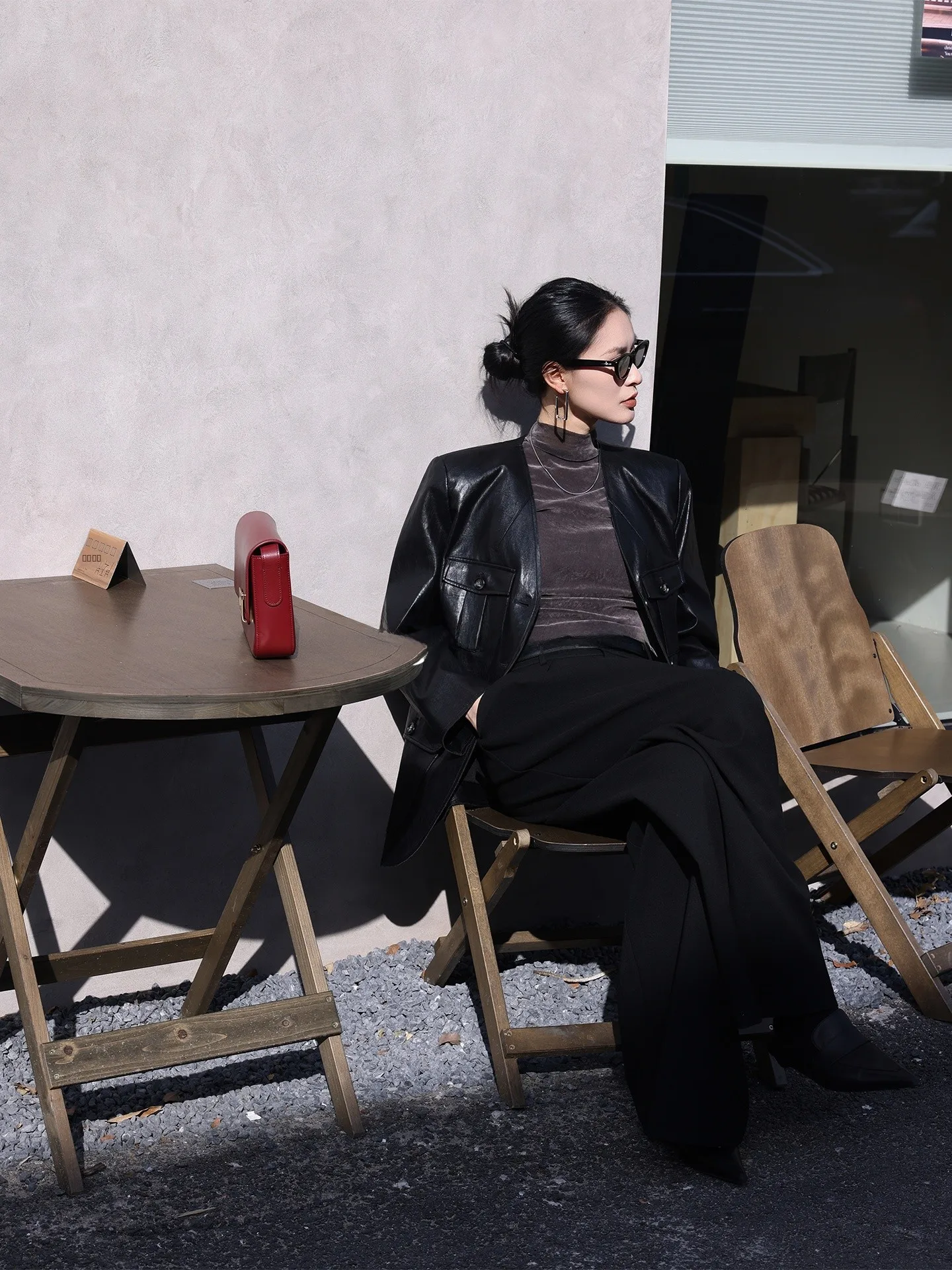 Jaqueta de Couro Vintage Americana Jieji Zhang, Estilo V-Ne, Multicolorida, Casual, Ajuste Solto