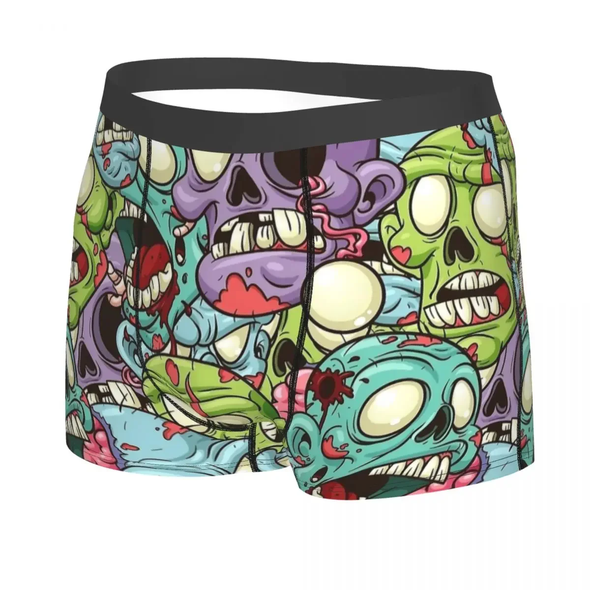 Boxer Colorful Zoombie Skull Drawings Halloween Shorts Panties Briefs Men's Long Underwear Spooky Soft Underpants For Homme XXL