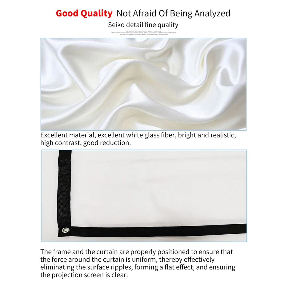Ensemble de rideaux de projecteur simples 16:9, écran d'affichage HD Portable, décoration de chambre à coucher pour la maison et le bureau en plein air