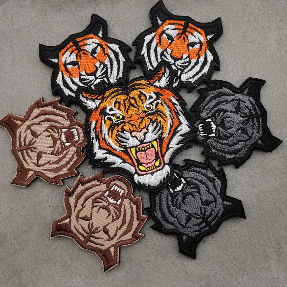 Lebendige Stickerei hochwertige Tier Tiger lustige Etikett Applique Patch aufgenähte Mäntel Umhängetasche Hut Aufkleber Applique Shirt