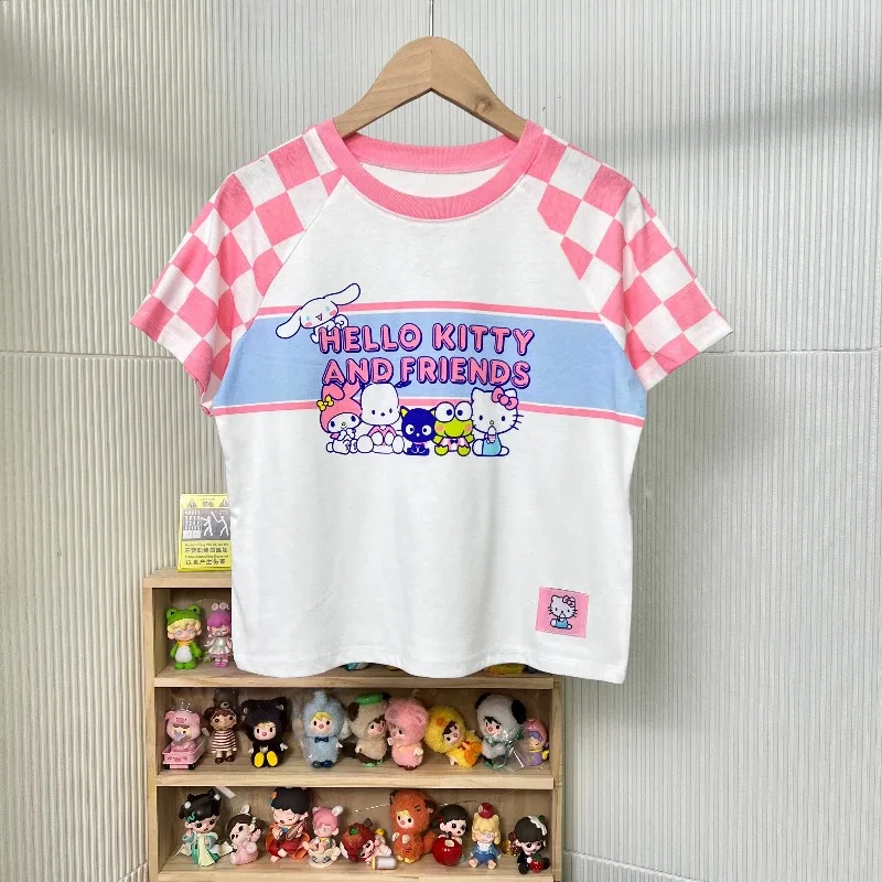 

HelloKitty Hot Girl 3D Printed Short Sleeves Cartoon Hello Kitty Sweet Summer Cute Loose Quick Drying Short Sleeves