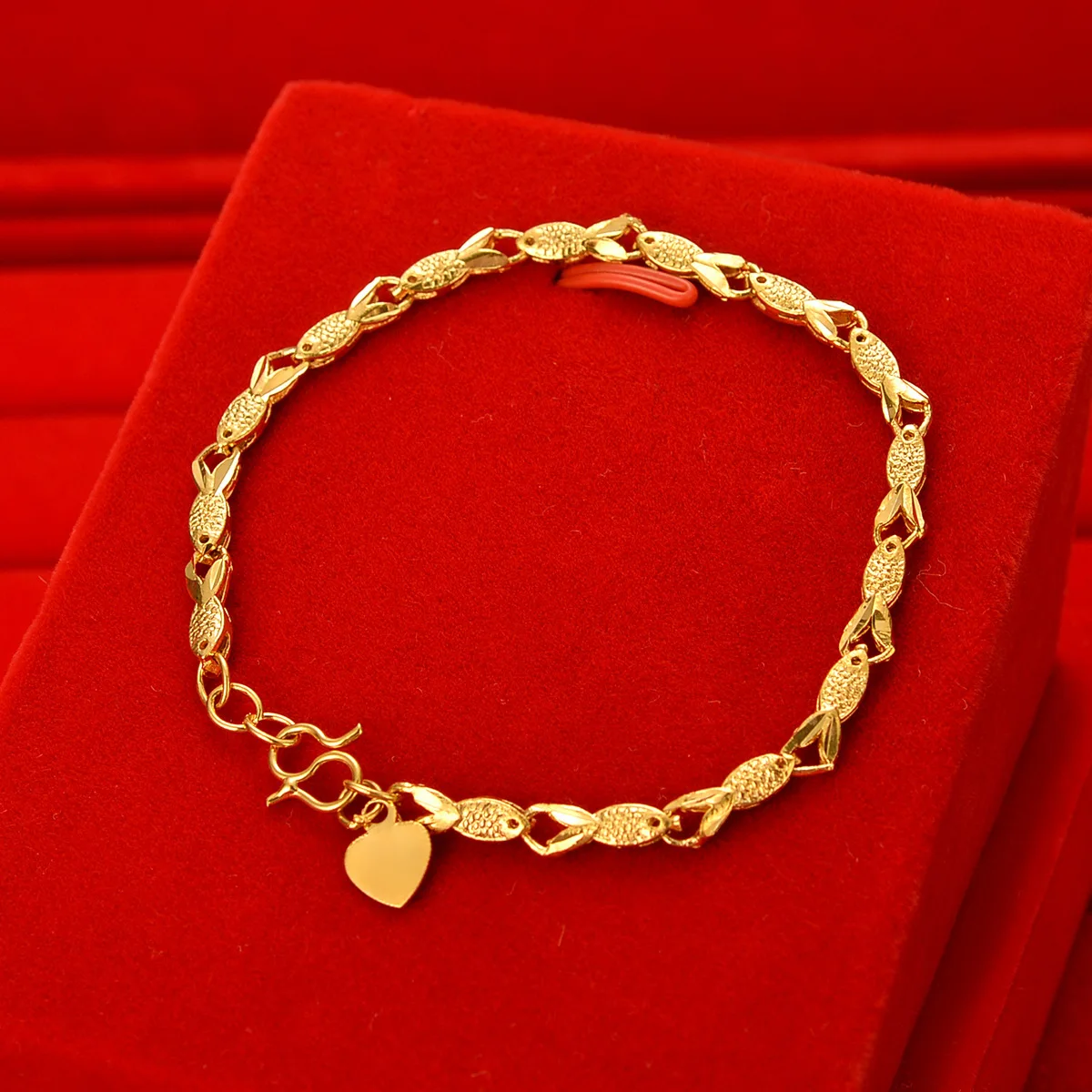 

New AU999 gold bracelet 24K pure gold small fish thin Taiwan chain Japanese and Korean fashion wrist chain female jewelry