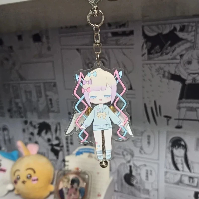 Game Needy Girl Overdose KAnge Cosplay Keychain Acrylic Keyring Cartoon Figure Key Chain Bell Pendant Bag Decoration Accessory