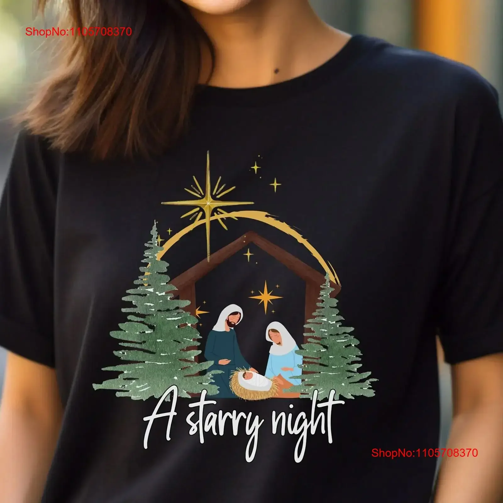Nativity Starry night Baby Jesus Bethlehem star was born Christmas T shirt The reason for season Love came down vintage Washed