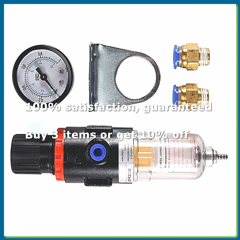 Air Filter Pressure Regulator 1/4 Inch AFR2000 Water Separator Air Tool Compressor Filter with 10MM Connector-A56M