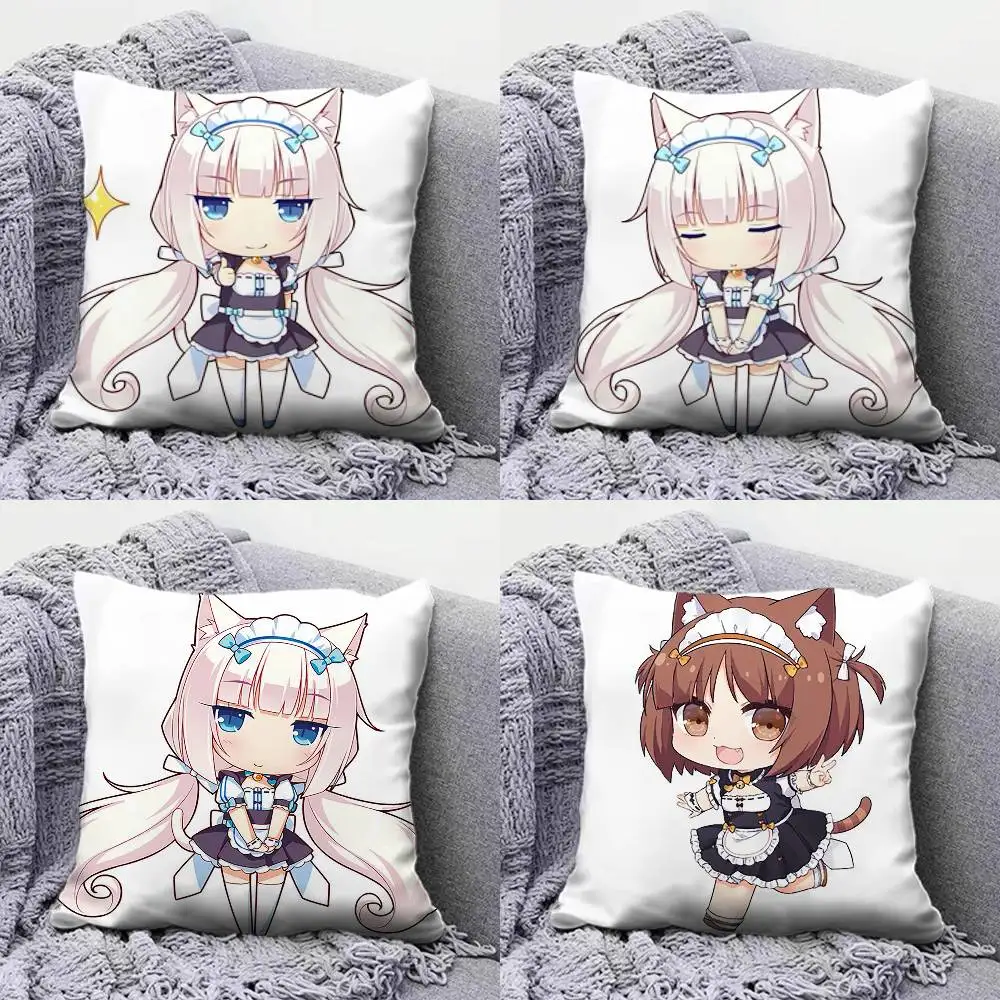 Nekopara Chibi vanilla Chocola Anime Game Home Sofa Cushion Covers and Aecorative Custom Pillow Covers