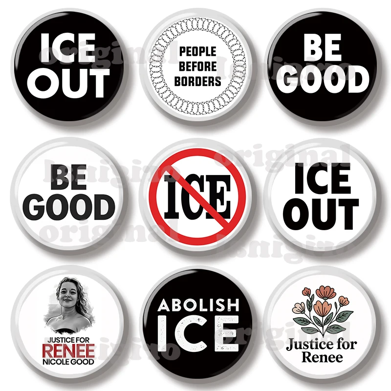 44MM Ice Out Letter Renee Nicole Good Pin Soft Button Jeawelry Creative Badge Cartoon Brooch Lapel Pin Bag Backpack Hat Decorate