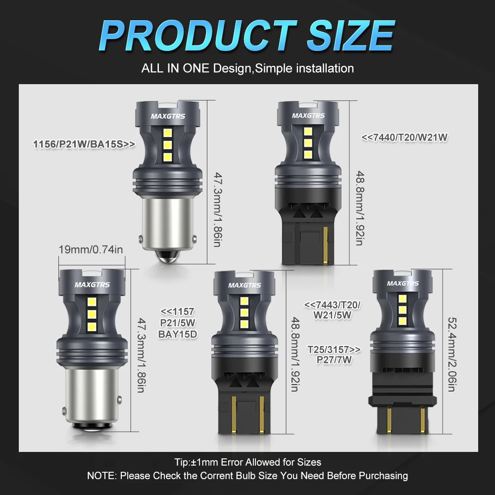 2X Super Bright P21W BA15S 1156 LED Light 7506 BAY15D 1157 P21/5W LED Bulbs White Car Parking Position Reverse Lights DRL