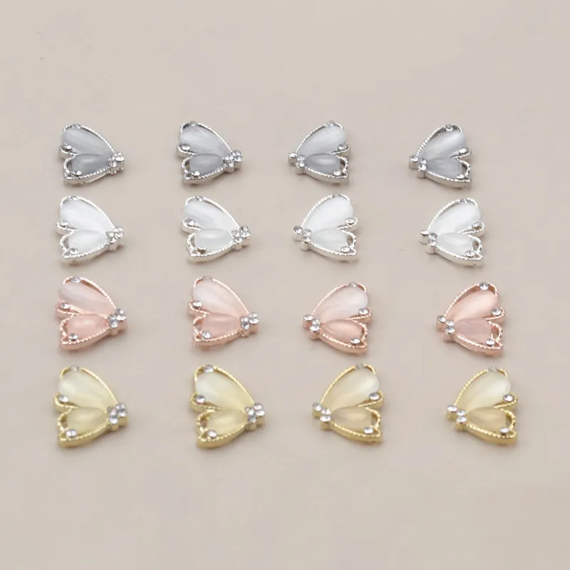 10pcs แมวตาผีเสื้อเล็บ Charms โลหะ Flatbed เล็บโลหะผสมตกแต่งสําหรับเคล็ดลับเล็บครึ่งผีเสื้อเครื่องประดับเล็บ