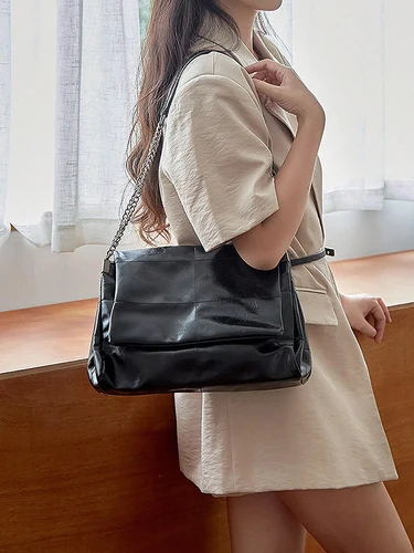 Imagen 2 del producto 2025 nuevo bolso de hombro con cadena de gran capacidad, bolso de mujer para ir al trabajo diario informal y moderno, bolso de cartero con tapa abatible