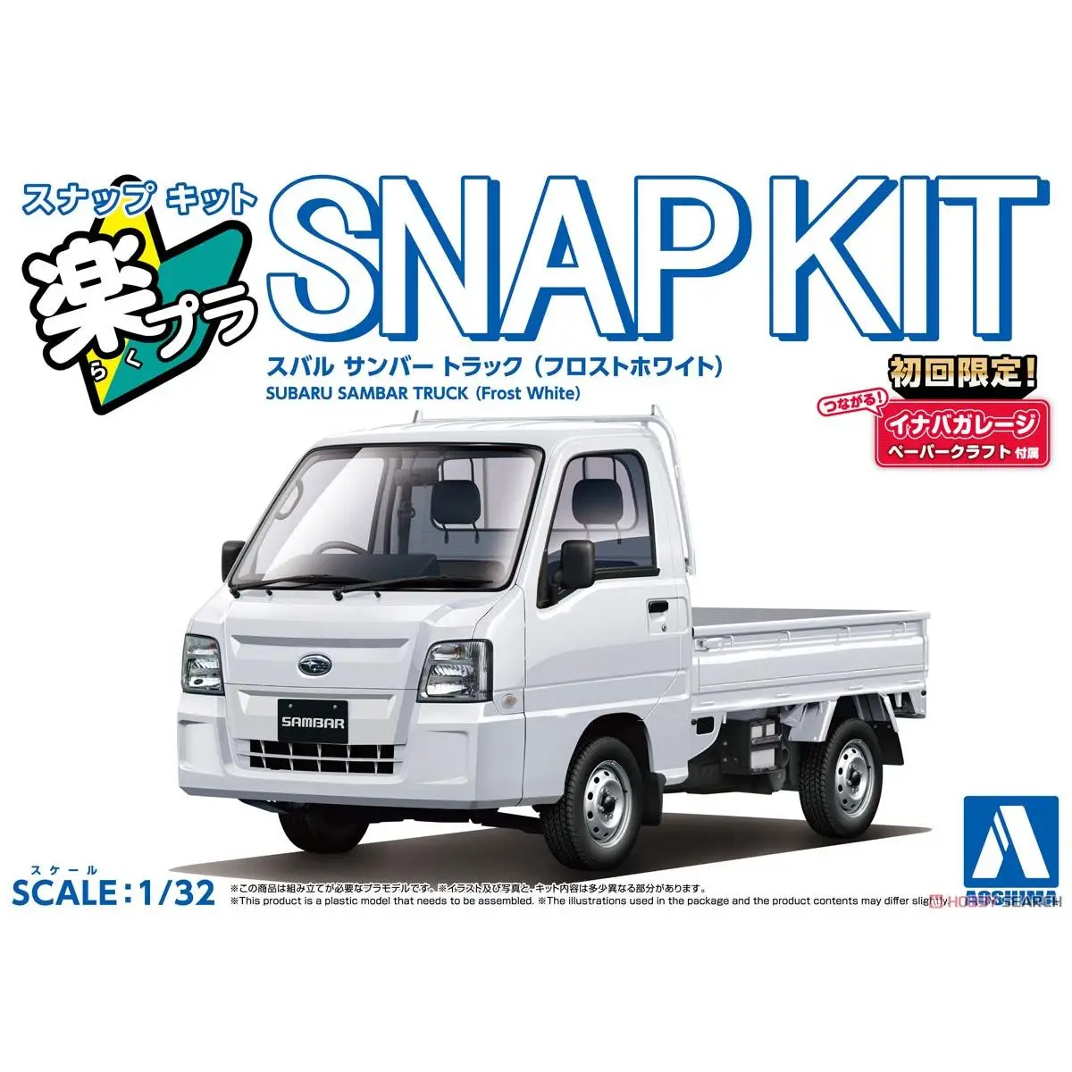 

Статическая сборная модель автомобиля Aoshima-06578 1/32 SNAP KIT SAMBAR Truck (Frost White) комплект модели