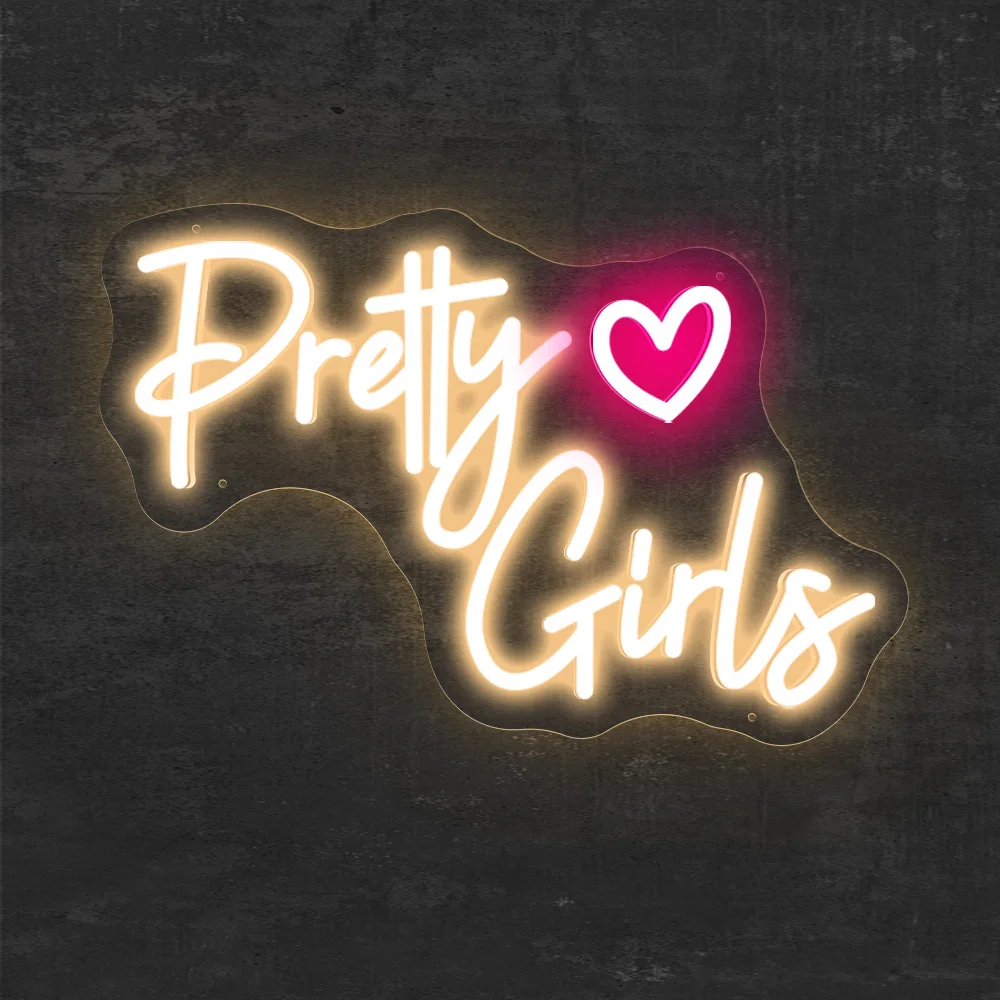 Pretty Girls Neon Sign Letters Art Wall Hanging Decor Wall Decoration Sign for Party Home Wall Decor Neon Signs for Girls Gifts