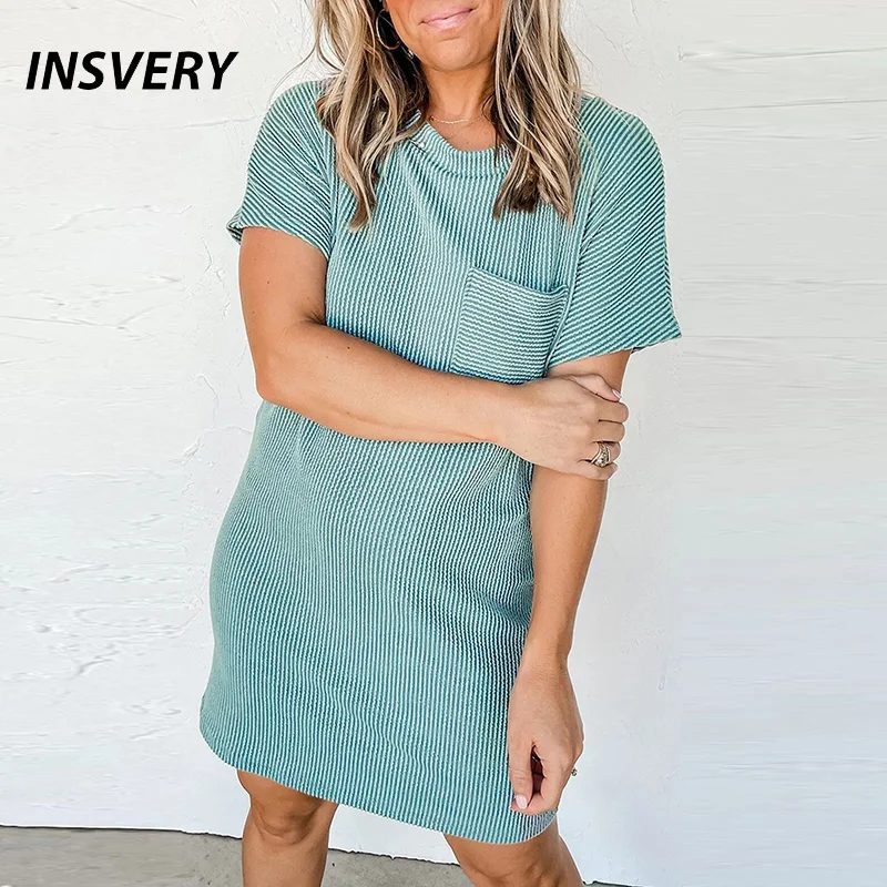 

Summer Casual Short Dress Women Elegant Striped Design Beach Party Dresses For Women Short Sleeve Loose Dress 2024