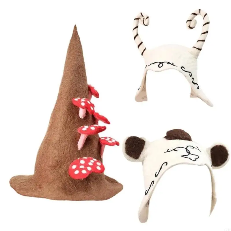 C71F قبعة الدب ثلاثية الأبعاد لزينة حفلات الهالوين ملحقات القرن ثلاثي الأبعاد الجديد