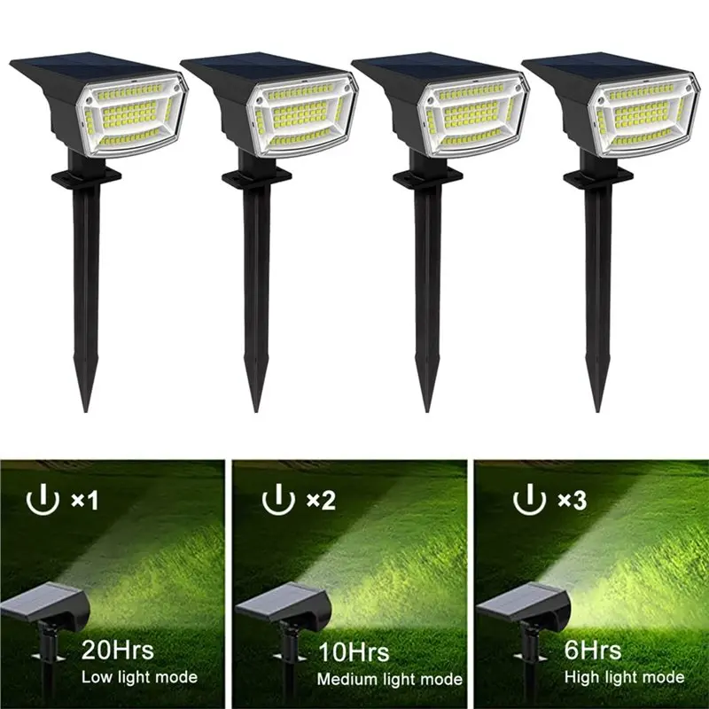 A98E-Waterproof Solar Landscape Spotlights 4PCS 59LED For Outdoor Garden Lights For Outdoor Courtyard Ground Lights Warm Light
