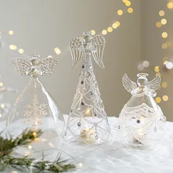 Angel Fairy Glass Light Nordic Night Light Kawaii Decor Ornaments for Home Living Room Desk Wedding Decoration Accessories Drop