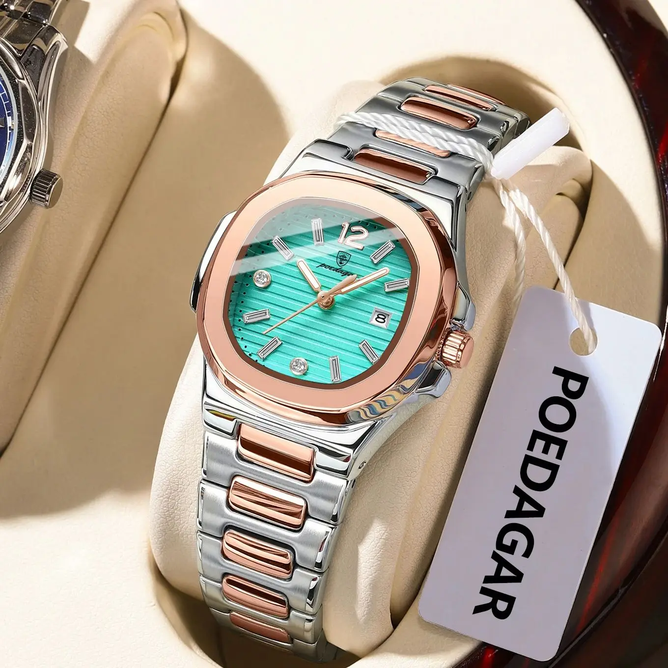 

POEDAGAR Роскошные женские наручные часы Светящиеся водонепроницаемые часы из нержавеющей стали с датой для женщин Элегантные повседневные кварцевые женские часы