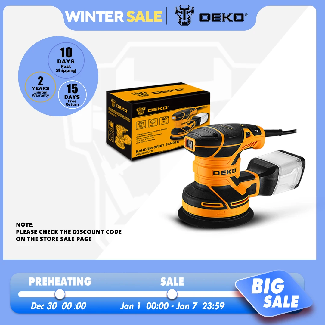 DEKO DKOS32XL125 320W Speed 14000pm Random Orbit Sander  Home DIY Carpenter Strong Dust Collection Polisher