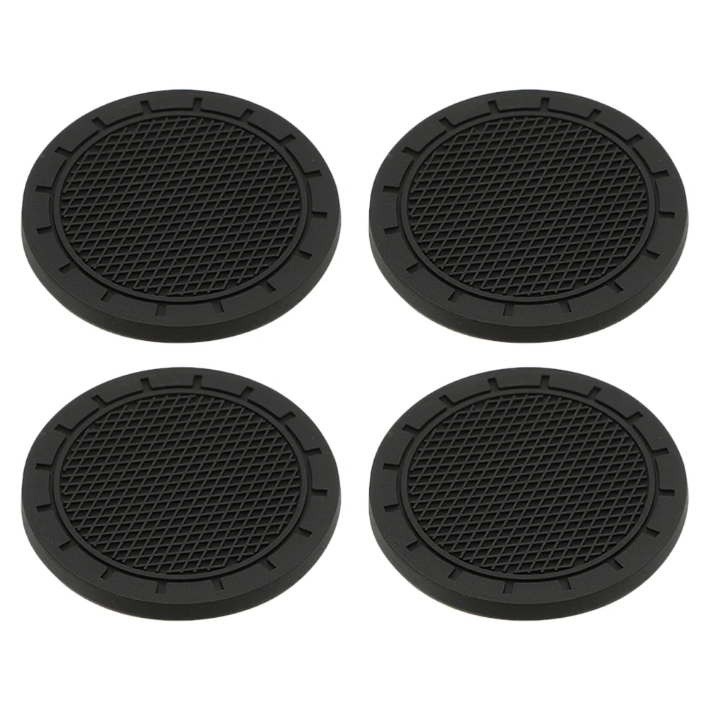 

4pcs Car Coaster Simple Cup Holder Black Heat Insulation Mat PVC Coasters for Drinks Lightweight Anti Slip Stable