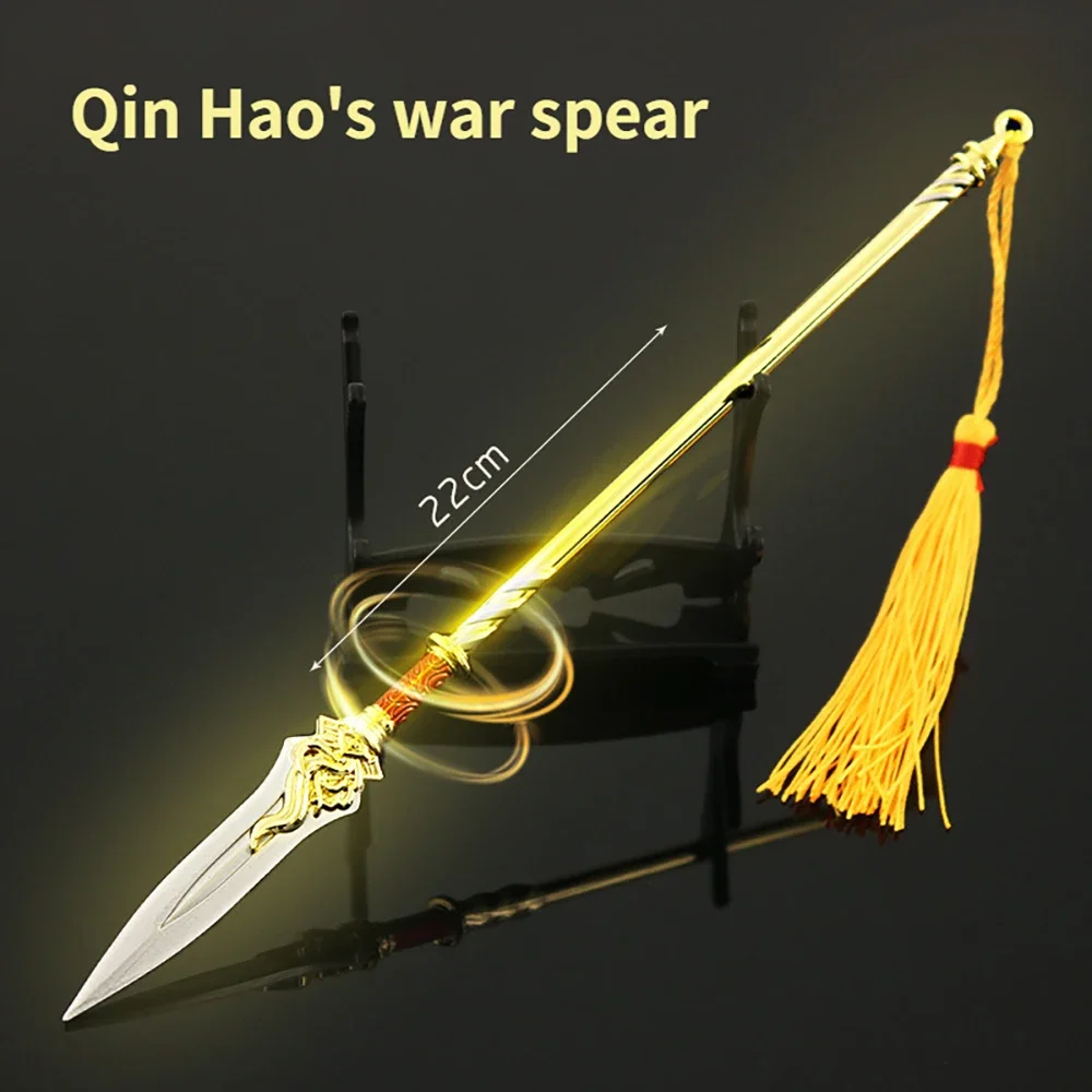 Anime weapon model Weapons Keychain 22cm Shi Yi Shi Hao Qin Hao War Spear Sword Alloy Weapon Ornaments Creative