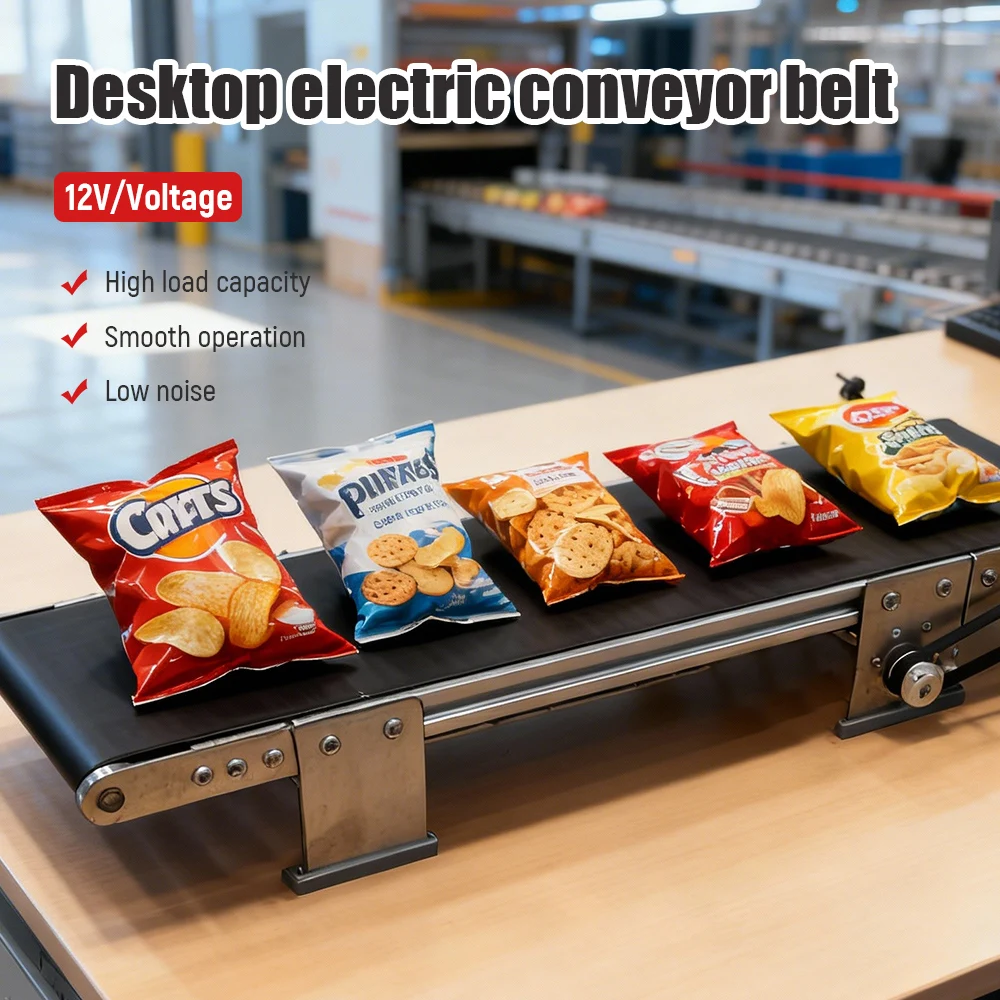 TUNGFULL Mini Belt Conveyor Stainless Steel Desktop Small Conveyor Belt Speed Adjustable Automatic Belt Conveyor for Packaging