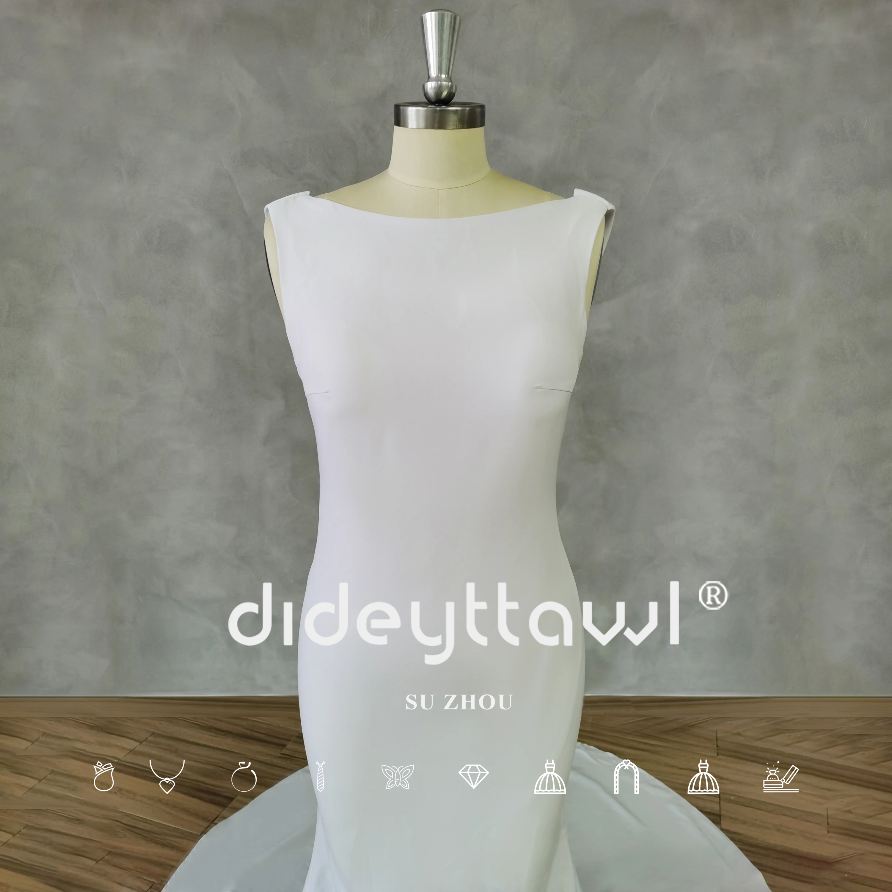 DIDEYTTAWL Real Picture Simple O-Neck Sleeveless Mermaid Wedding Dress For Women Zipper Open Back Bridal Gown Custom Made