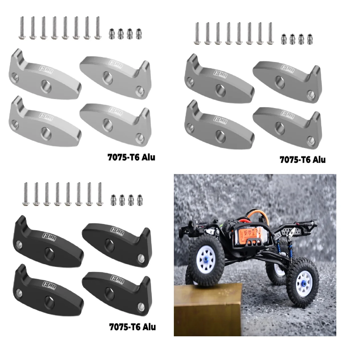 AXIAL SCX30 K10 RC 1/30 Metallteile Aluminium 7075 Hochdrehmoment-Stoßdämpfer-Kit mit hoher Durchführungsverbesserung