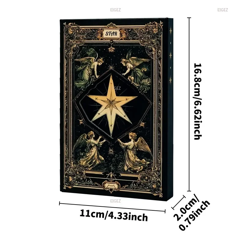 Advanced Black Gold Hexagram Tarot Card Cover High Beauty Portable Three Fold Notebook