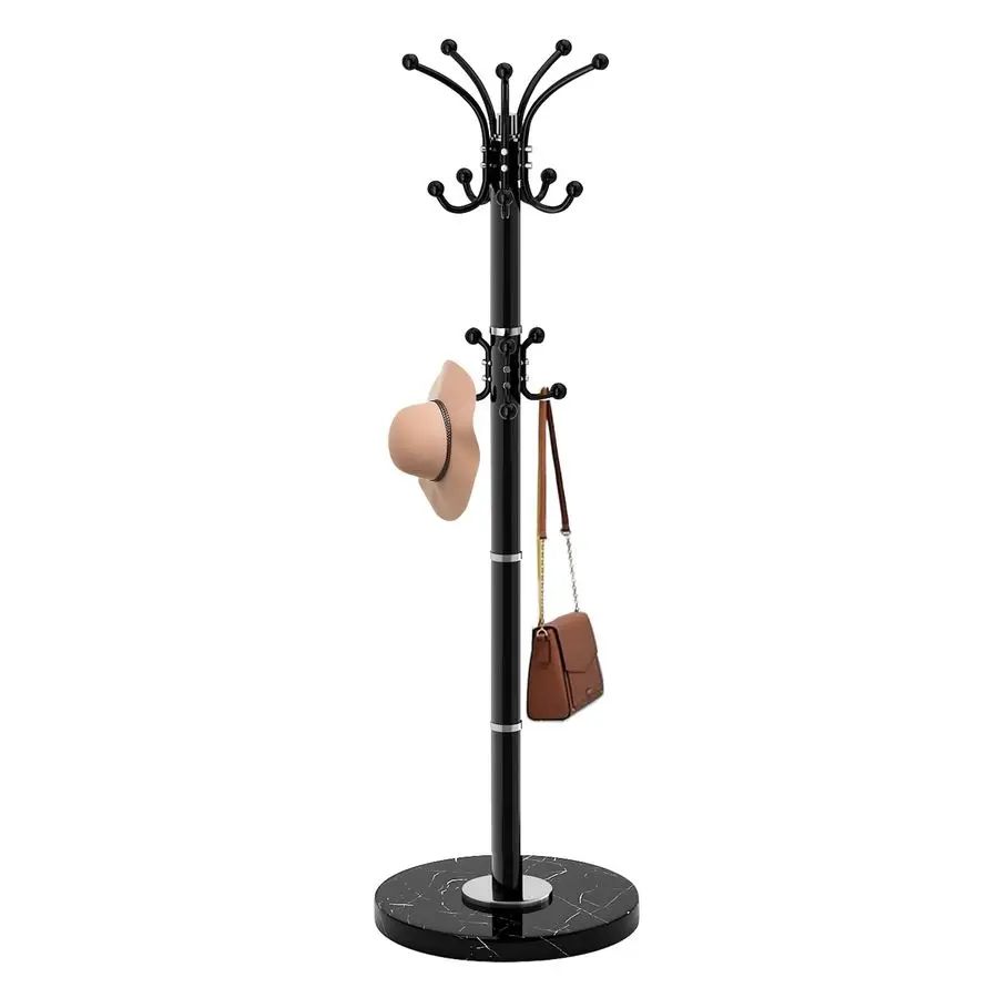 

Современная металлическая вешалка для одежды, напольная вешалка с основанием из натурального мрамора, вращающаяся на 360°, прочная, с 16 крючками