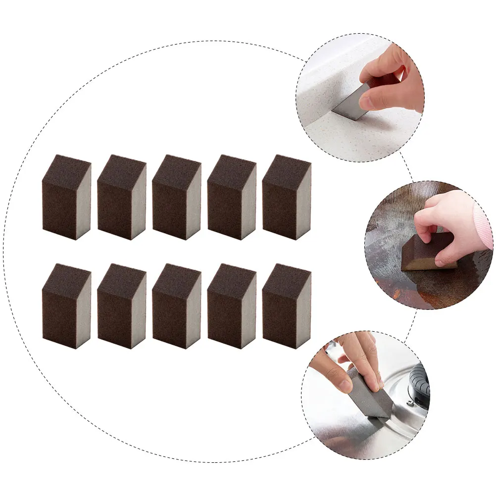 

10pcs Emery Sponge Scrubbing Pads Strong Cleaning Sponges For Kitchen Dishes Pot Washing Reusable Sanding Blocks Rust Removal