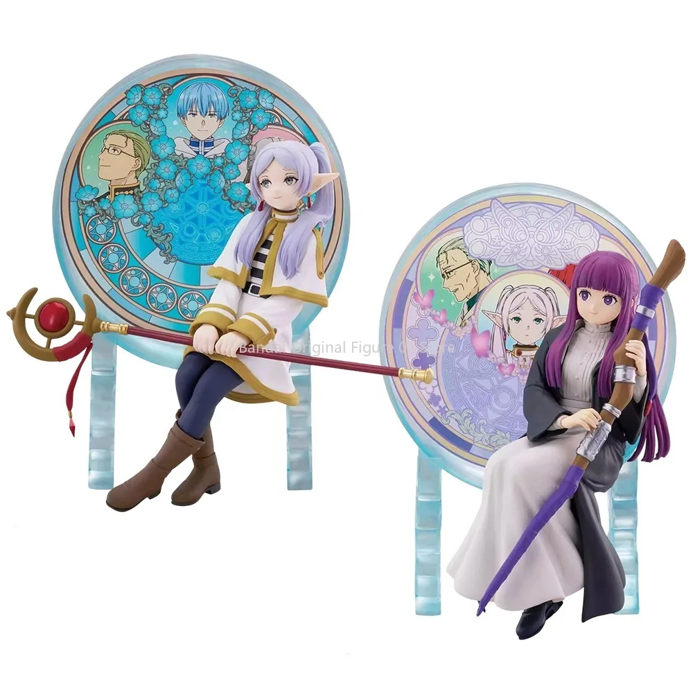 Original BANPRSESTO อะนิเมะ Frieren Beyond Journey's End Glasscape เฟิร์น Frieren PVC Action Figurine Collection ตุ๊กตา