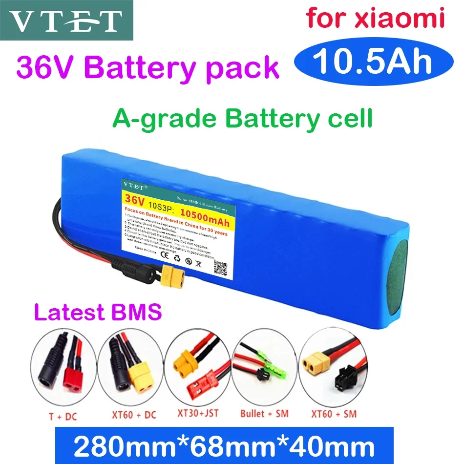 New 36V 10.5Ah Ebike Battery Pack 18650 Li-ion Batteries 10S3P 350W 500W for High Power Scooter Motorcycle Scooter Fast charging