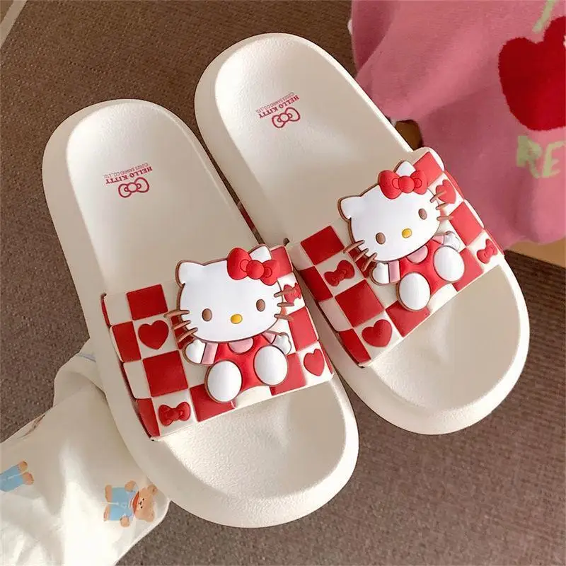 

Популярные тапочки Sanrio для молодых девушек с героями мультфильмов «Hello Kitty», женская летняя модная домашняя обувь, износостойкие сандалии Kawaii на мягкой подошве, новые