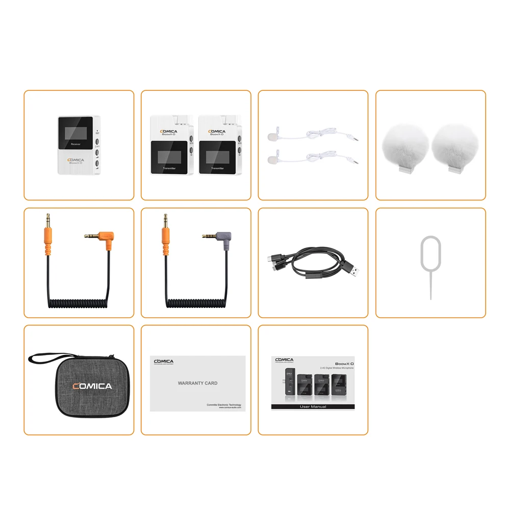 COMICA BoomX-D 2.4G draadloze microfoon, dubbele kanaal, condensatormicrofoon, geschikt voor pc, smartphone, camera en YouTube.