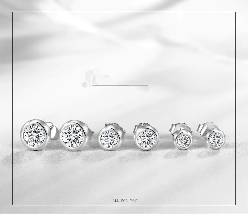 Stud Earrings For Women And Men Silver Plated Bubble Cubic Zirconia Round Stone Simple Earrings Small Fashion Jewelry CCE631 image 2