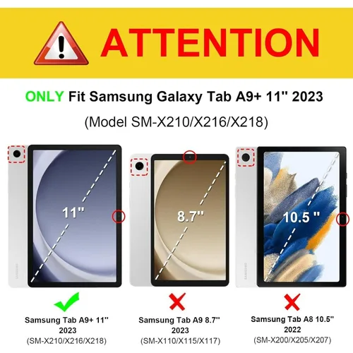 Imagen 2 del producto Con Funda para lápiz para Samsung Tab A9 Plus Funda para Galaxy Tab A9 + 11 pulgadas soporte con tapa tableta magnética SM-X210 X216