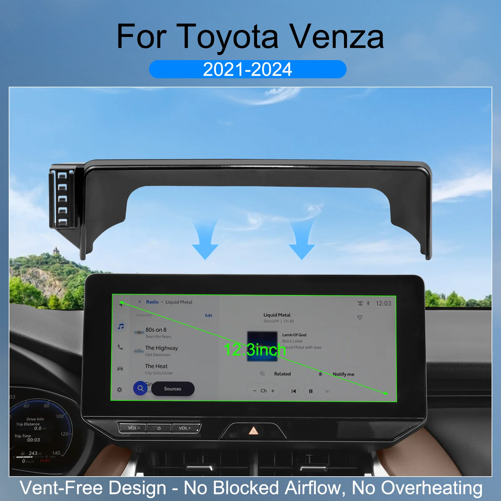 

Car Magnetic Phone Holder for Toyota Venza 2021 2022 2023 2024 Accessories 12.3-inch Screen Bracket Fixed Clip 360° Rotation